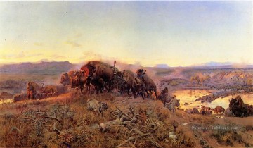  Charles Peintre - Quand la terre appartenait à Dieu bovins Art occidental américain Charles Marion Russell